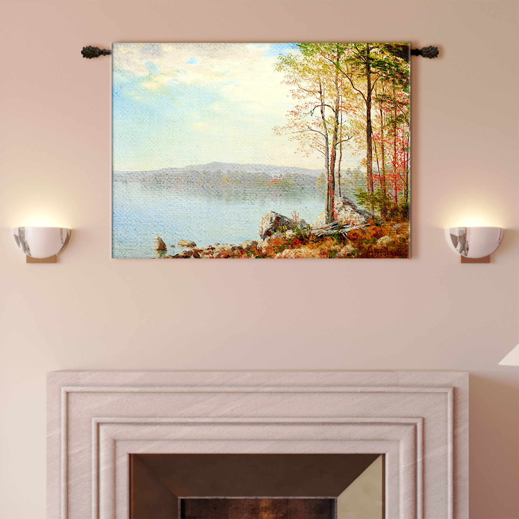 Autumn Lake Forest Landscape Scenic Tapestry