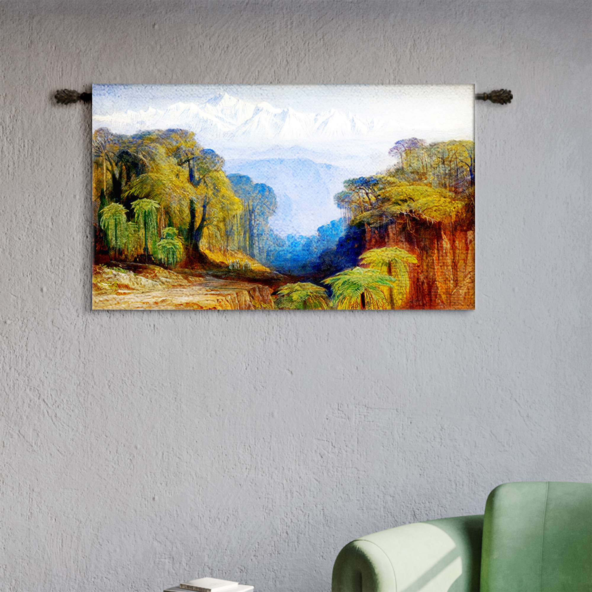 Himalayan Mountain Landscape Autumn Forest Tapestry